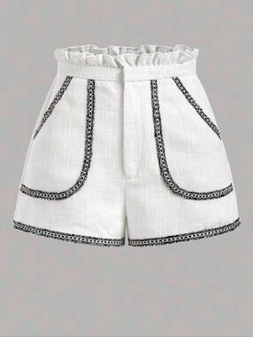 Women's black and white Elegant Woven shorts